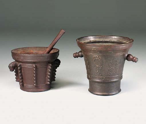 A Continental cast-iron mortar, 18th century