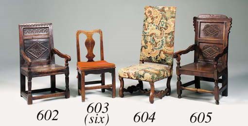 A set of six oak solid seat dining chairs, English, late 18th century