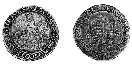 James I (1603-25), first coinage, Halfcrown, m.m. thistle, king on horseback right, rev. square garnished shield, EXVRGAT DEVS etc. legend (N.2071; S.2644), light scratches, nearly fine, extremely rare