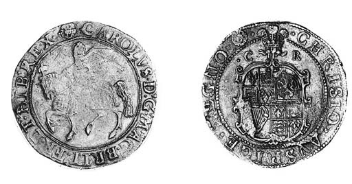 Charles I, type 2b, Halfcrown, m.m. rose, king on horseback left, rev. oval garnished shield, small C R divided by plume above (N.2206; S.2768), scratch behind king and die flaw on harp on reverse, otherwise almost very fine, rare