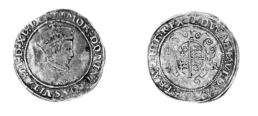 Edward VI (1547-53), second period, Shilling, Tower mint, 1549, m.m. arrow, first issue, broad bust with large crown, transposed legends, obv. TIMOR etc., rev. small oval garnished shield with E R at sides (Bispham bust 1; N.1918/1; S.2465), rather base colour, otherwise very fine and full, a good specimen for this issue, rare