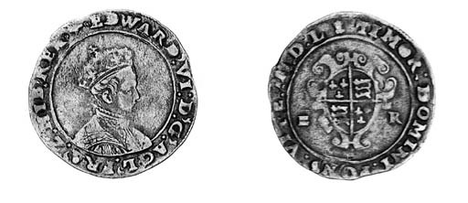 Edward VI, second period, Shilling, Tower II mint, 1550, m.m. martlet/crowned leopard's head (Bispham bust 5; N.1919/1; S.2466), good fine, an extremely rare mule of marks