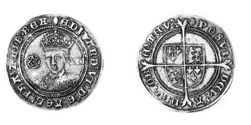 Edward VI, third period, Shilling, fine issue, m.m. tun, late bust, face in higher relief (N.1937; S.2482), old mottled tone, very fine
