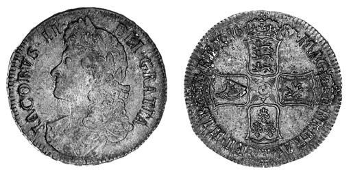 James II, Crown, 1687, second laureate and draped bust facing left, rev. similar to preceding coin, edge, inscribed and dated TERTIO (ESC 78; S.3407), weak in parts as per usual for this date, toned, a bold very fine  extremely fine