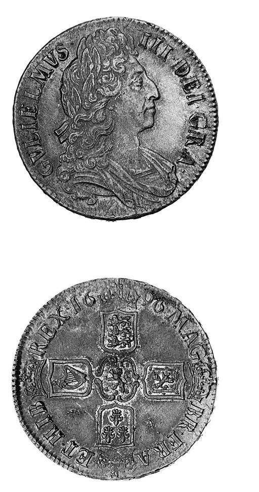 William III, Crown, 1696, third laureate and draped bust, rev. similar to preceding coin (ESC 89; S.3470), attractively toned, two die flaws on reverse, extremely fine