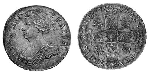 Anne, Crown, 1707, similar to preceding coin, edge, inscribed and dated SEXTO (ESC 102; S.3578), toned, nearly extremely fine