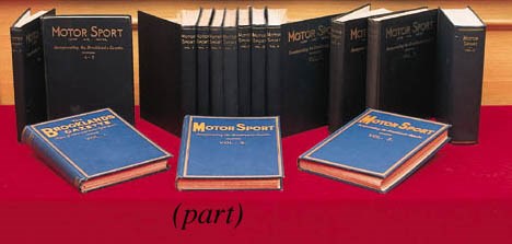 Motor Sport - A good run of bound volumes dating between 1924-1975; volumes 1-51 including June 1929; various bindings, mostly contemporaneous; with index, without advertisements; excellent condition.	 (52)