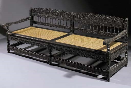 A Dutch colonial ebony canape