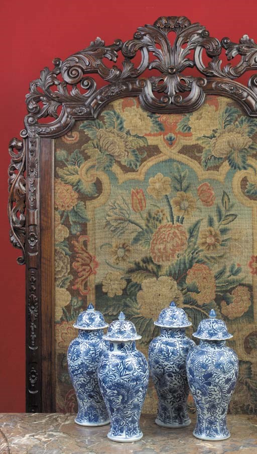 A Chinese blue and white four-piece 'Vung Tau Cargo' garniture