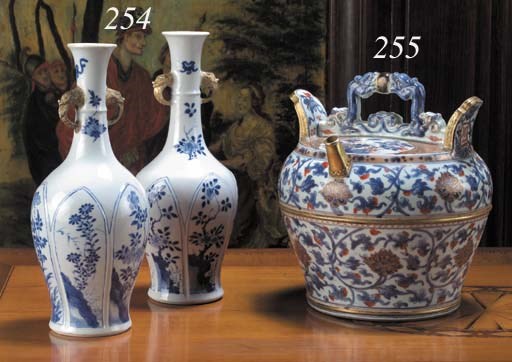 An associated pair of Chinese blue and white vases