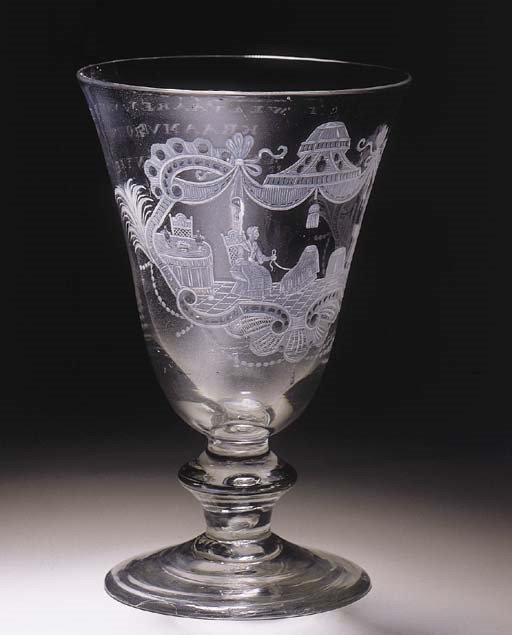 A Dutch wheel-engraved accouchement wine-glass