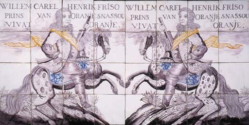 A pair of Dutch Orangist tile pictures