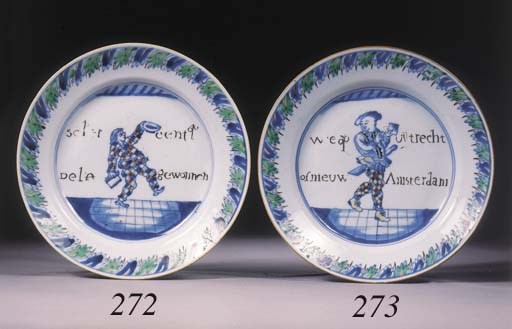 A Chinese Dutch market 'scene of folly' plate