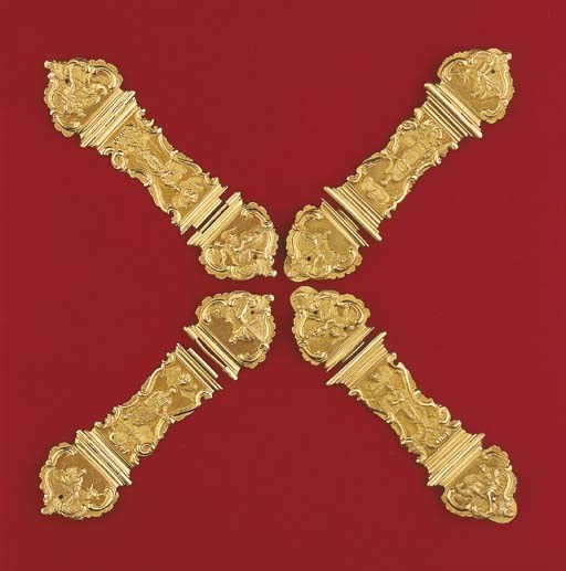Four Dutch gold bible clasps