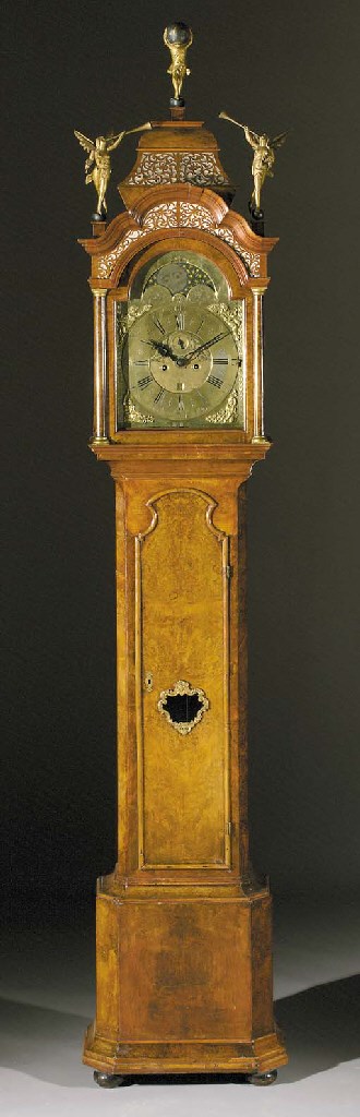 A Dutch burr-walnut longcase clock