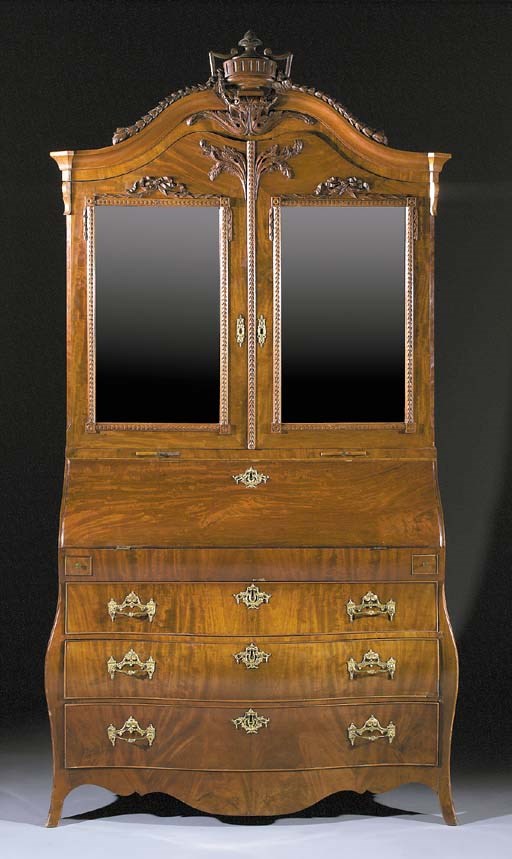 A Dutch ormolu-mounted mahogany bureau-cabinet