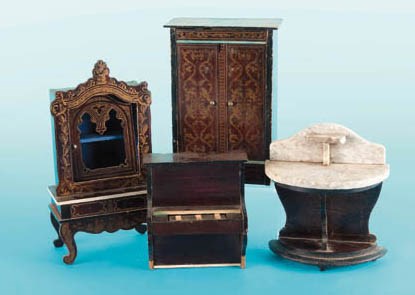 A Waltershausen for Kestner cabinet on stand;