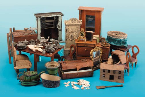 A quantity of dolls' house furniture and chattels