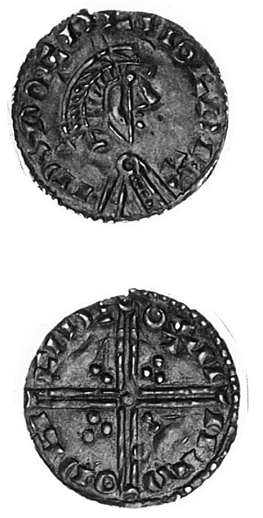 rev. blundered legend divided by long cross with three pellets in each quarter and a  crescent in two alternate quarters (Hauberg 35, but variety with bust to right instead of to left), minor edge flaws, extremely fine, rare