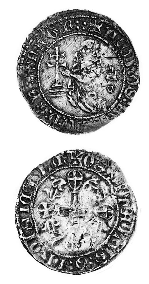 rev. ornate cross with arms of the order at the terminals (Schlumberger -; Metcalf (2nd ed.) -; Slocum coll. 959-60), overstruck on an uncertain earlier type, very fine