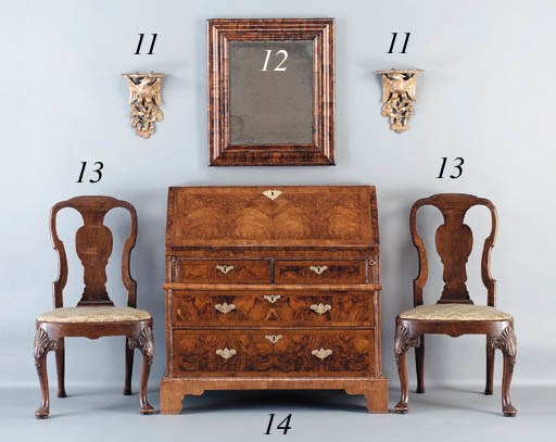 A WILLIAM AND MARY WALNUT SLANT-FRONT BUREAU