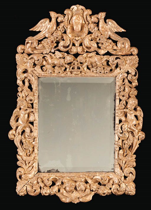 A CHARLES II GILTWOOD MIRROR