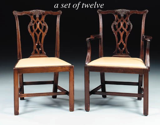 A SET OF TWELVE GEORGE III MAHOGANY DINING-CHAIRS