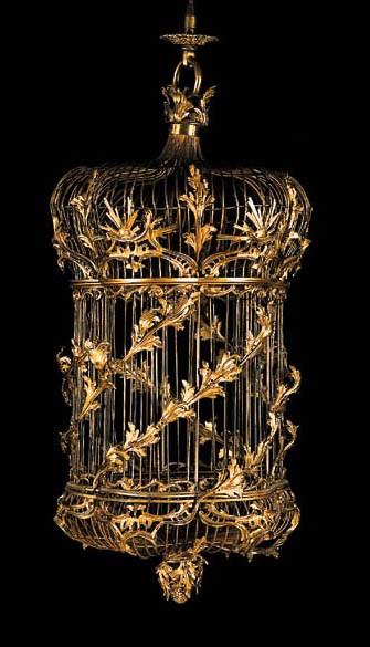 A gilt-bronze birdcage lantern