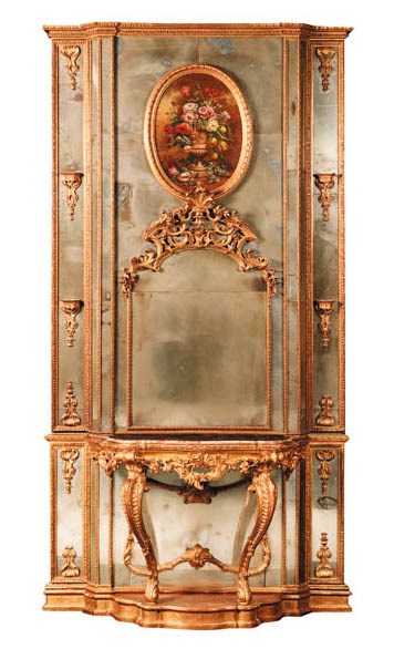 A Venetian pier glass and inset console table