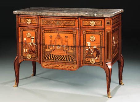 A Napoleon III ormolu-mounted marquetry, ivory and mother-of-pearl commode