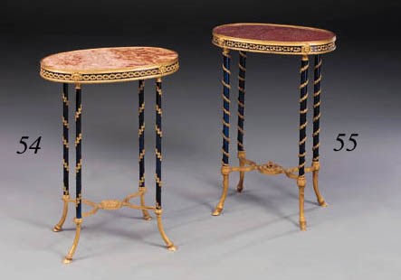 A French ormolu-mounted blued-steel and alabastro fiorito guéridon