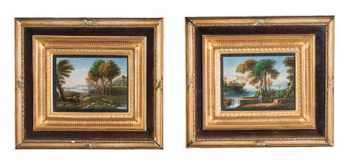 A pair of framed Italian micro-mosaic panels