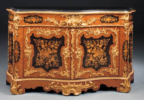 A Napoleon III ormolu-mounted marquetry and kingwood side cabinet