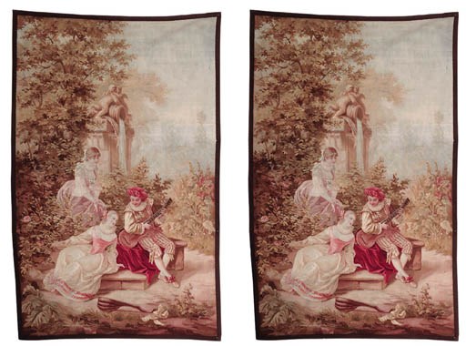A pair of French tapestries