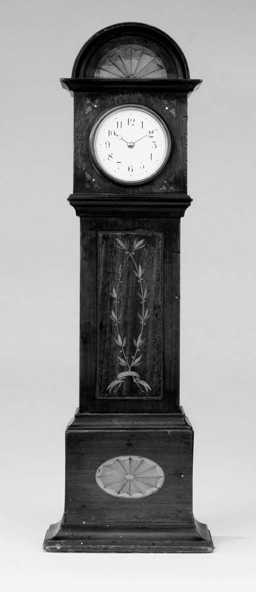 A French novelty mahogany mantel timepiece in the form of a longcase clock, early 20th century