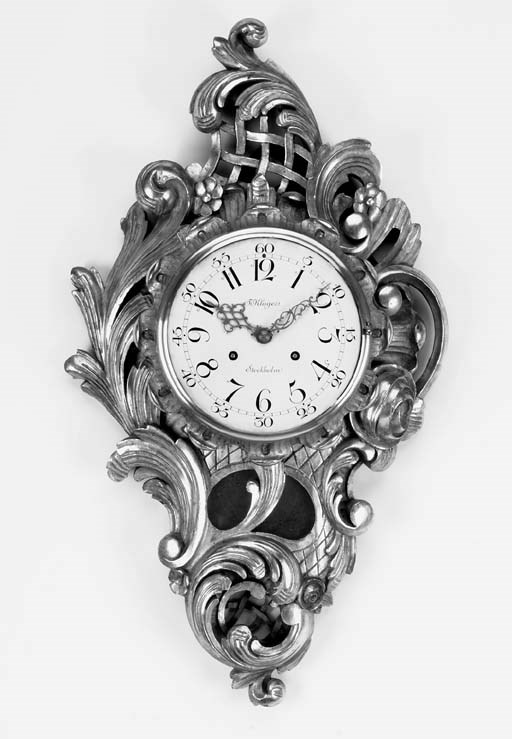A Swedish giltwood striking wall clock, late 19th/early 20th century