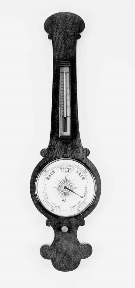 A Victorian oak wheel barometer, late 19th century
