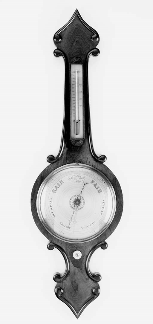 An early Victorian rosewood wheel barometer, mid 19th century