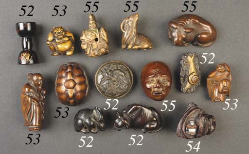 A Japanese wood netsuke