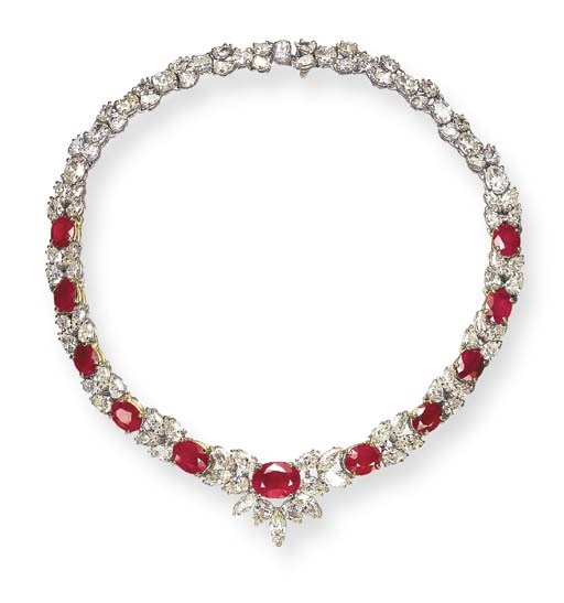 A RUBY AND DIAMOND NECKLACE