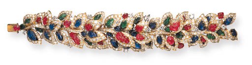 A RUBY, SAPPHIRE, EMERALD AND DIAMOND BRACELET, BY MASSONI