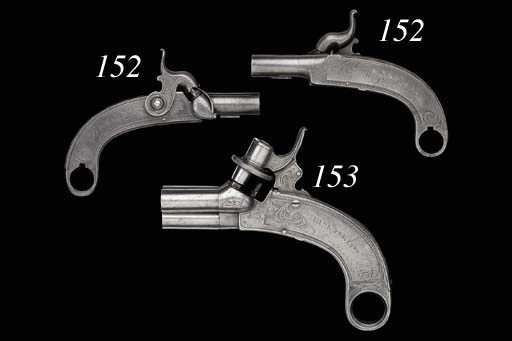 A Rare Pair Of 140-Bore Irish All-Steel Percussion Box-Lock Pocket Pistols