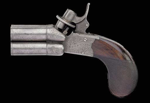 A Fine 40-Bore Irish Four-Barrel Percussion Box-Lock Pistol