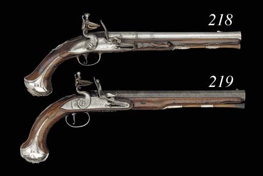 A Fine 22-Bore Silver-Mounted Flintlock Holster Pistol