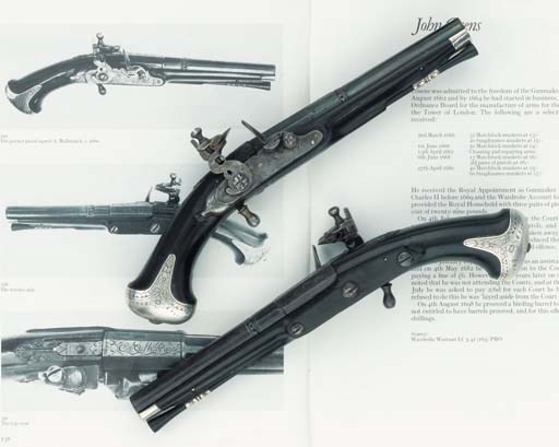 A Very Rare Pair Of 36-Bore Silver-Mounted Flintlock Pistols