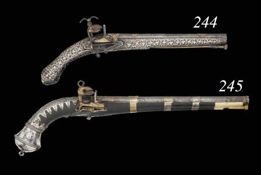 A Rare 38-Bore Turkish Or Persian All-Steel Miquelet-Lock Holster Pistol