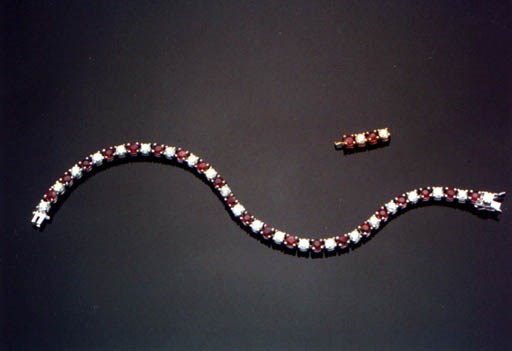 A RUBY AND DIAMOND LINE BRACELET