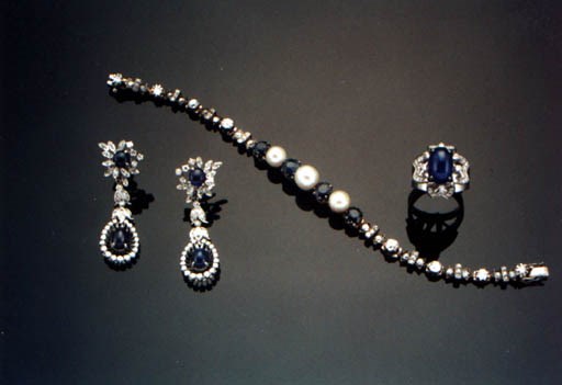 A GROUP OF SAPPHIRE AND DIAMOND JEWELLERY
