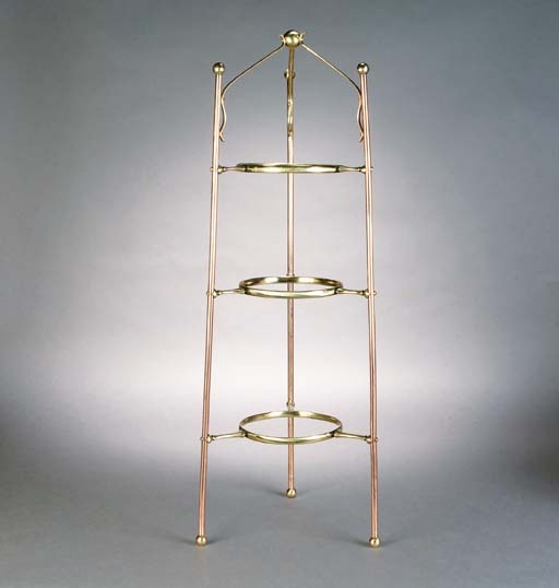 A W.A.S Benson copper and brass three tier stand