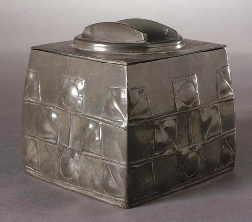A pewter tobacco box and cover